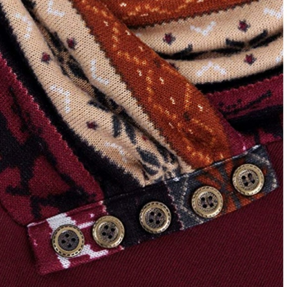 🆕⭐Plus Cozy red wine cowl neck deer tunic top - Picture 5 of 9